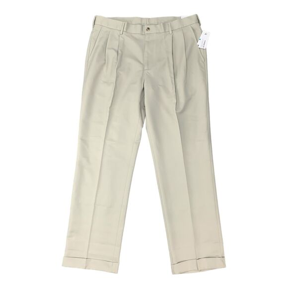 Van Heusen Traveler Pants Mens 36 Artichoke Pleated Front Classic Fit Non Iron - Picture 1 of 16